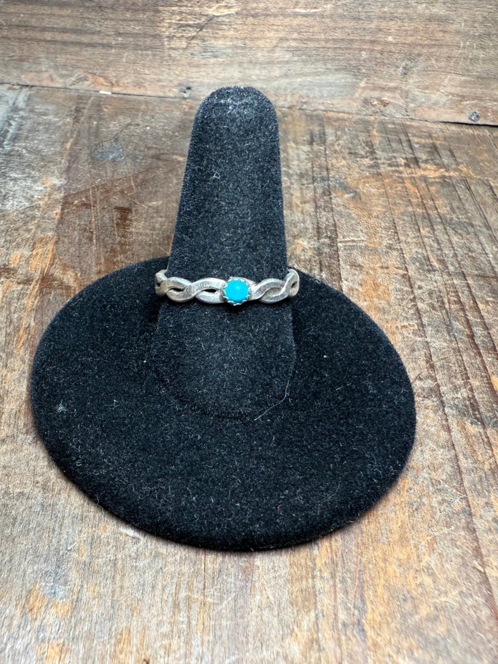 Sterling Silver Turquoise Twist Band - Women's Ring